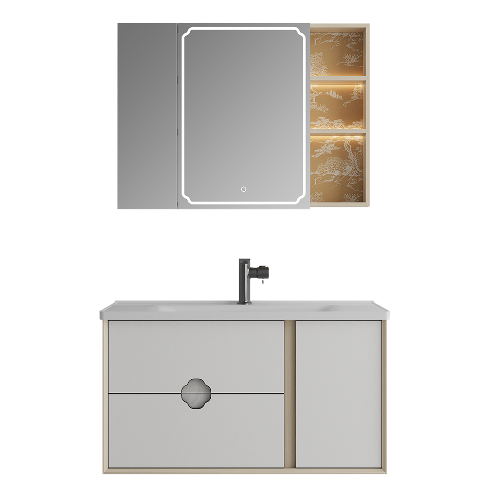 BC6303-100陶瓷盆款 生态实木91桃色软件柜