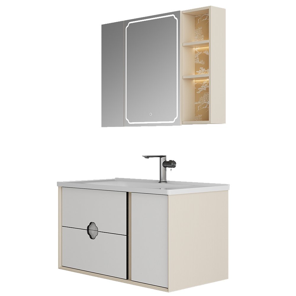 BC6303-100陶瓷盆款 生态实木91桃色软件柜